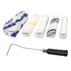 강아지 로라 4형 100mm 청색 점박이 색동 양모 노란줄 태종 백색 자루 도색 벽 색칠 작업 도구