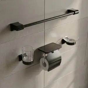 1800국산블랙 욕실악세사리 욕실용품세트 화장실 수건걸이 휴지걸이 칫솔거치대 비누받침대 4종세트