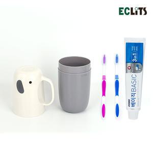 에클리츠 휴대용 코끼리 칫솔통 칫솔 치약 세트 양치컵
