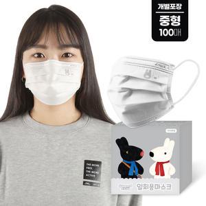 [PWX]여성용 가스파드 화이트마스크Q 중형(100매)
