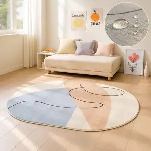홈메이드 먼지없는 방수 러그 사계절 거실 카페트 타원형 거실러그  71번