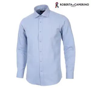 [Roberta di Camerino]TC 도비 사선 스트라이프 블루 일반핏 긴소매 셔츠 RL3-351-2