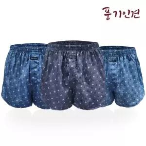 나뭇잎 풍기인견 남성 직기 트렁크 팬티 3매입