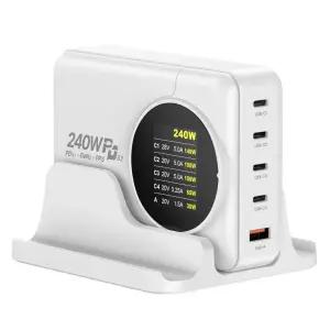 UM2 GAN2-LCD240W-PD3.1 5포트 PD PPS 초고속 멀티 충전기 최대 240W 접지코드