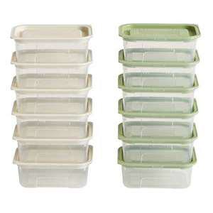이지앤프리 직사각 밀폐용기 아이보리6P+올리브그린6P, 400ml, 1세트