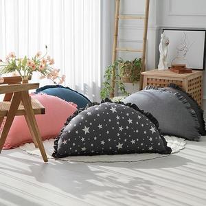 [단잠] 순면 프릴 대형 반달등쿠션 (솜포함)