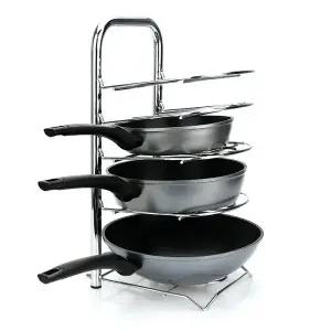 [리빙코아]강철 후라이팬정리대 냄비 프라이팬거치대 5단 주방수납 높이조절