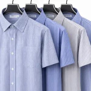 반팔 줄무늬 스트라이프 와이셔츠 S(90)~5XL(140) 프리미엄 일반핏 남자 남성 빅사이즈