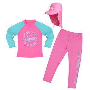 아이스샌드 키즈 유아 여아동  래쉬가드 플랩캡 수영복세트 BR-88077