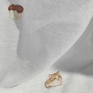 [텐바이텐]고양이 식빵 자수 식빵이냥 귀여운 화이트 속커튼 3type
