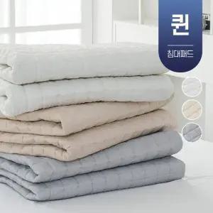 시원한 여름 뱀부 시어서커 침대 매트리스 고정밴드 패드 냉감 누빔 매트 카페트 퀸사이즈 퀸 Q