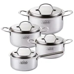 [한일스텐레스] 통5중 IH 뉴 아델리오 스텐냄비 4종 세트 (16편수+18양수+20양수+24양수)