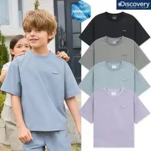 [디스커버리키즈](타임스퀘어점패션관)[정상가 49,000원] 냉감소재 가벼운 우븐 기본 스몰로고 반팔티셔...