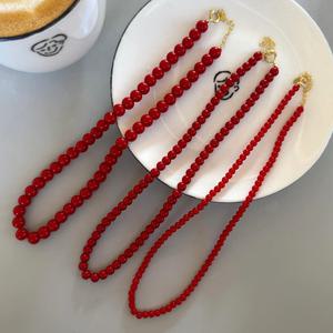 (문스샵) 레드볼 목걸이 빨간볼 빨강볼 925 실버 목걸이 은목걸이 레드 빨간 빨강 볼목걸이 레드목걸이 4mm 6mm 8mm 크리스탈