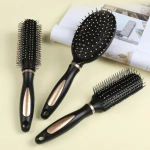 골드 포인트 헤어브러쉬 쿠션 롤 플랫 둥근 브러쉬 머리빗