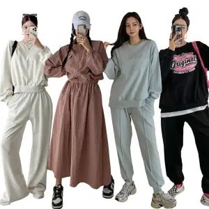 여성 의류 트레이닝 세트 모음전 빅사이즈 츄리닝 운동복 홈웨어 여자 면 기모 봄 여름 가을 겨울