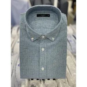 [트루젠]L/블루 미니체크 여름 기본 반팔 캐주얼 셔츠 정장 와이셔츠_JK