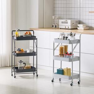 [리빙코아]이동식 트롤리 선반 바퀴달린 틈새 폴딩 접이식 선반 이동트레이 3단