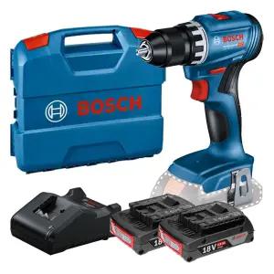 보쉬 GSR18V-45 충전 드릴 드라이버 18V 2.0Ah 배터리 2개 세트