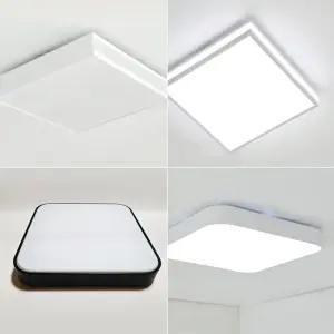 국산 LED 사각 직부등 24cm 20W 블랙 화이트 삼성칩 베란다등 천장등 콤비/이니시아