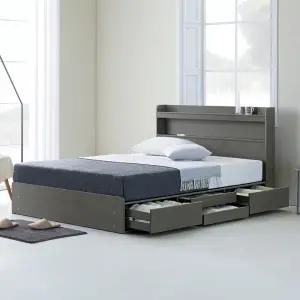 규수방 E0 친환경 고급형 통서랍 LED 4단 서랍 침대 프레임 싱글/슈퍼싱글/더블/퀸