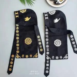 [샵마시모]남아한복 모자 검정 겹복건 홑겹 백일 돌 아기용 금박 은박