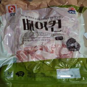 [얌얌마켓] 사조오양 베이컨뭉치 1kg(아이스박스 포함), 대용량, 저렴한 베이컨, 냉동 고기
