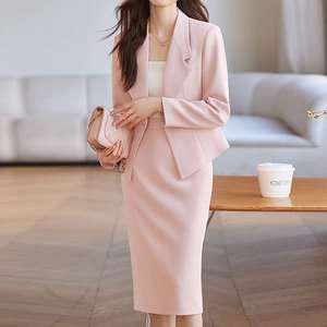 더벨러리 여성 싱글 정장 스커트 셋업 세트 BKS4838 자켓 치마 오피스룩 하객룩