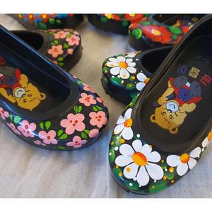 아기신발 꽃고무신 검정 고무신