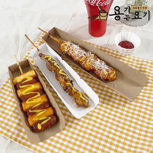 조립형 닭꼬치 트레이 무지 크라프트 탕후루 소떡소떡 회오리감자 츄러스 포장용기 대 중 소 (1000ea)
