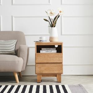 하프탑 고무나무 원목 높은 협탁 (H 620)