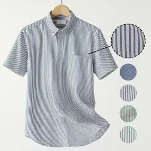 레미지오 프리미엄 퀄리티 통기성 좋은 구김방지 시어서커 여름 반팔 지지미 원단) 남성 셔츠 95~130사이즈 8가지 디자인