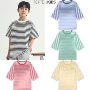 [탑텐키즈](마산점)25년 SS (공용) 쿨에어 코튼 스트라이프 7부 티셔츠 MKF2TS3201