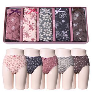 5매 위키란쥬 브랑르 여성 면 스판 꽃무늬 맥시 데일리 팬티 세트