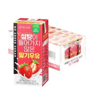 [빙그레] 설탕이 들어가지 않은 딸기우유 190ml 24팩