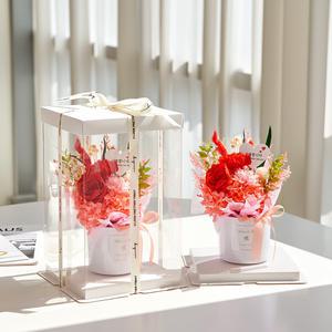 (메종드플로레) 시들지 않는 생화 프리저브드 플라워 화분형 꽃다발 카네이션 장미 - 3colors (택1)