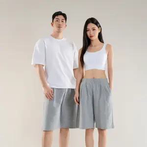 [1개+1개] 원턱 버뮤다 반바지 남녀공용 기능성 구김적은 와이드 트레이닝 팬츠 사계절 트레이닝복 M~2XL