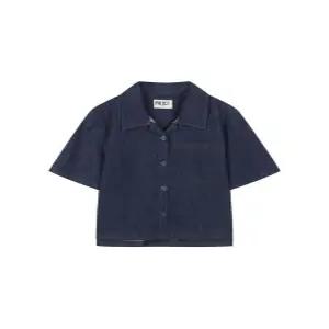 여성) 데님 반팔 셔츠_EYF2WC2004