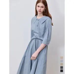 [하프클럽/]고퀄러티 에디션 빅 카라 벨티드 원피스 (택가격 358000원)