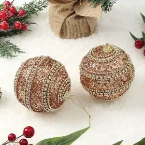 [하프클럽/]스팽글 라인 오너먼트 크마스용품 장식볼 2p