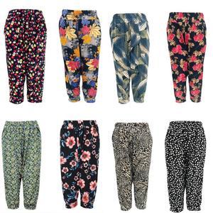 12종 여성 7부 쿨링 아이스 고무줄 냉장고바지 여름 꽃무늬 쿨팬츠