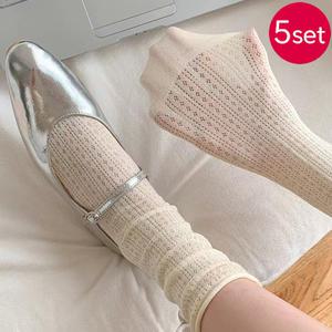 [5켤레세트] 다베르 여름 펀칭 중목 양말 루즈 삭스