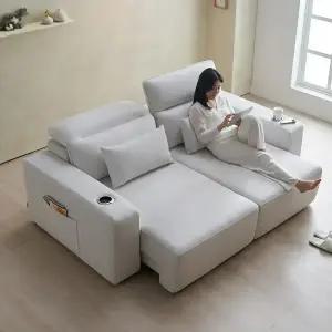 에보니아 루체 모션 슬라이딩 리클라이너 쇼파 3인용 아쿠아스웨이드텍스 / 확장형 패브릭 소파