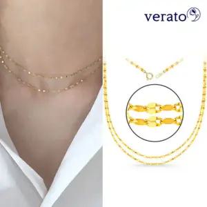 베라토 24K 순금 샤인 아몬드 두줄 체인 목걸이