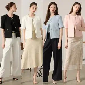 [홈쇼핑론칭가 66,000원] AD 25 SS 라운드넥 클래식 트위드 반팔 자켓  1종