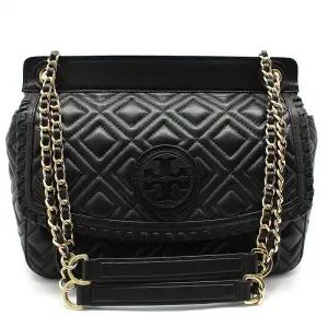 [중고명품] 블랙 퀼팅 레더 마리온 금장 체인 숄더백