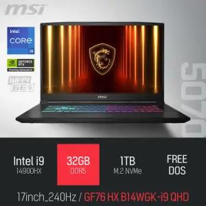 ⓒ MSI 소드 GF76 HX B14WGK-i9 QHD 32GB 1TB / 17인치 편집 고성능 게임 포토샵 캐드 AI 노트북