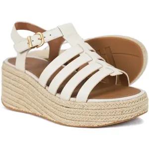 JF5-A99 핏플랍 여성 플랫폼 에스파듀 레더 파리 베이지 피셔맨 웨지 샌들