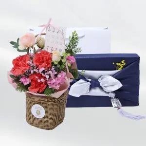 플로리아 카네이션+도라지정과 500 어버이날 스승의날 감사 존경 은혜 축하 생신 기념일 생일 선물 꽃배달