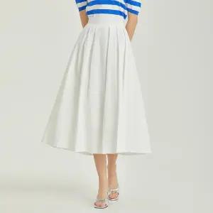 [롯데백화점]포커스 핀턱 주름 코튼 플레어 롱스커트 PBBF5M1SK8031